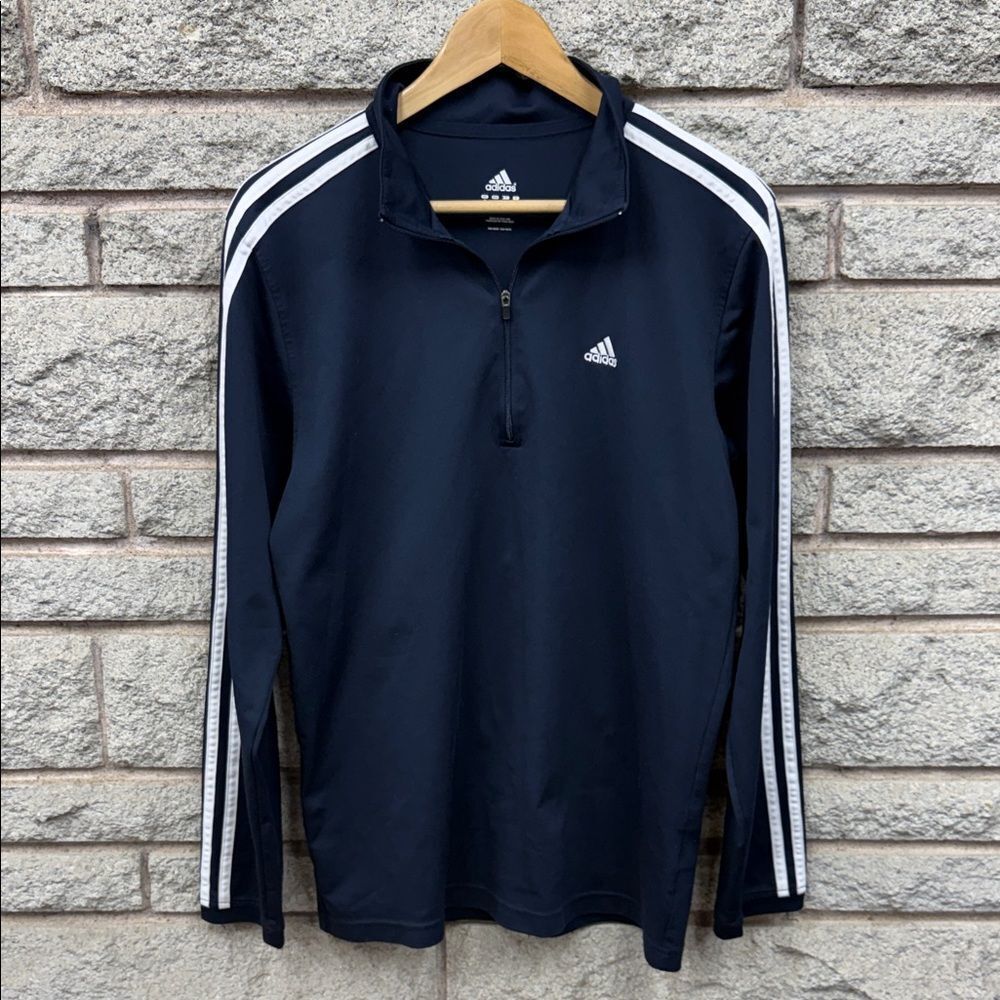 Adidas Dark Blue Half-Zip Top with White Accents
